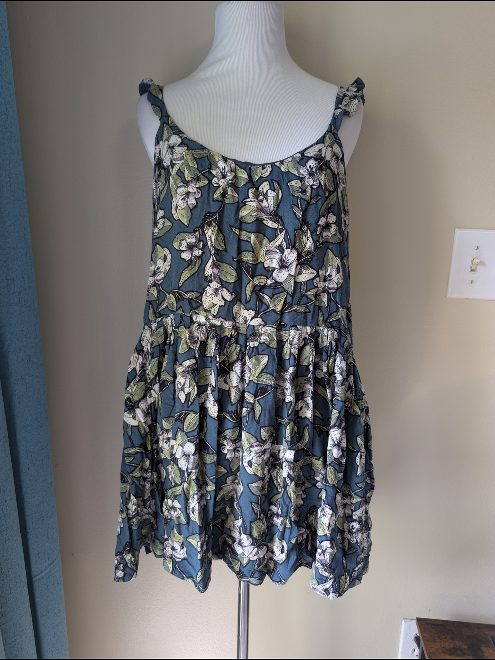 Free People"Dear You" Floral Mini Sundress in Blue Combo